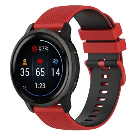 Smartwatch Silikone Rem (22mm) Gitter - Rød / Sort