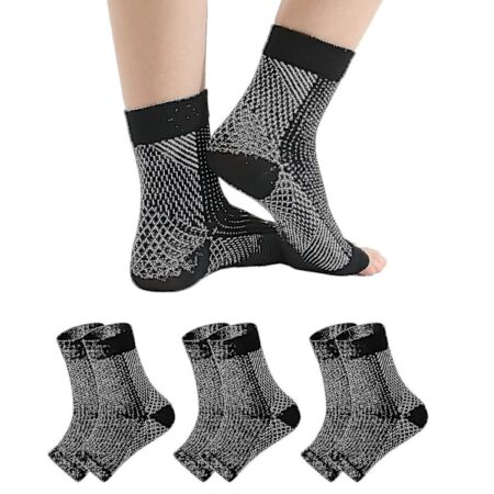 3 par Neuropati-sokker, lindrende sokker til neuropatiske smerter, kompressionssokker til tendinitis, plantar fasciitis, neuropati - Sort - Black - L XL