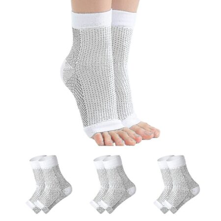 3 par neuropati sokker, beroligende sokker til neuropati smerter, tendinitis kompressions sokker, plantar fasciitis, neuropati - Hvid - White - L XL