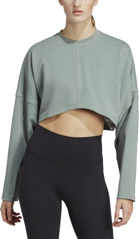 Adidas Yoga Studio Crop Sweatshirt Dame Grøn