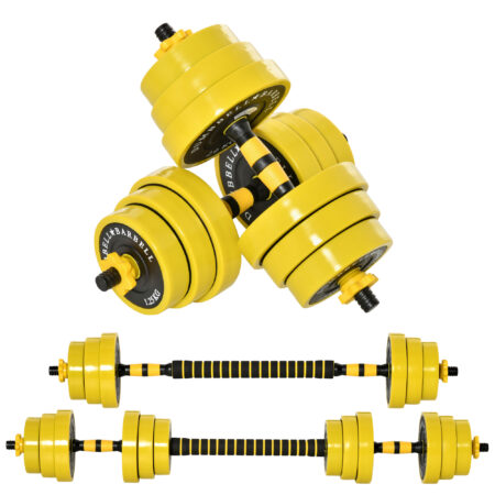 HOMCOM 20KGS Dumbbell & Barbell Adjustable Set Plate Bar Clamp Rod Home Gym Sports Area Exercise Ergonomic