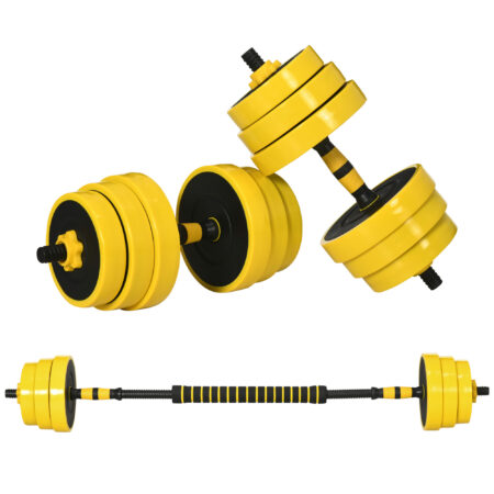 HOMCOM 25KGS Dumbbell & Barbell Adjustable Set Plate Bar Clamp Rod Home Gym Sports Area Exercise Ergonomic