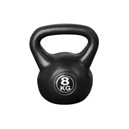 Kettlebell 8 kg - Plast - til indendørs og udendørs brug - Sort