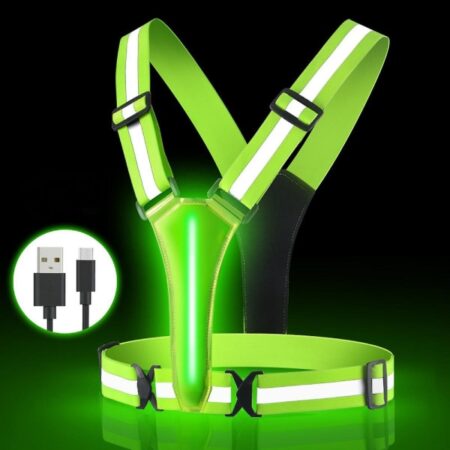 Led Reflekterende Vest USB Genopladelig Løb Udstyr Nat Lys Op Vest Sikkerhedsudstyr Justerbar Elastisk Størrelse Nat Løb Led (FMY)