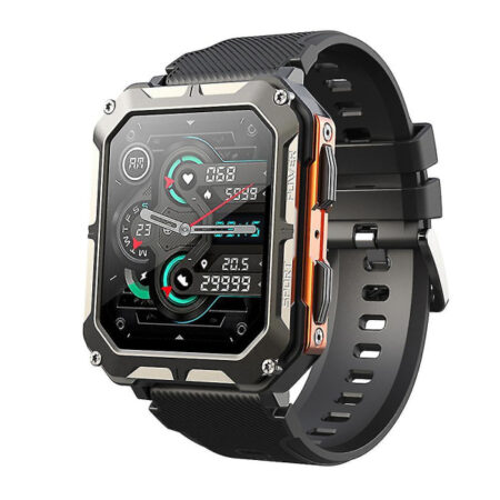 Njord Gear Indestructible Smartwatch, Robust taktisk smartwatch med hjertefrekvens (FMY) ORANGE