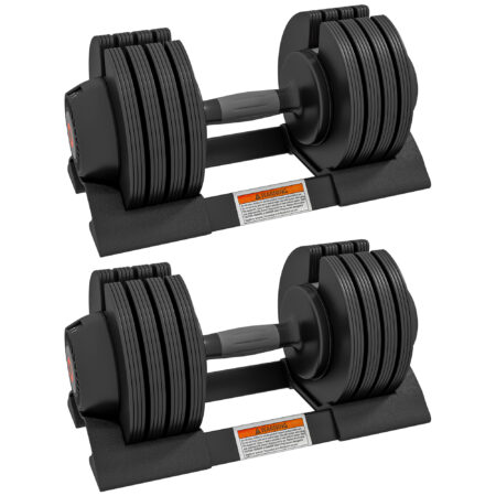 SPORTNOW 2 x 20KG Adjustable Dumbbells Set, 4-in-1 Weights Set with Storage Tray and Non-Slip Handle, Home Gym Fitness Equipment, Black Aosom UK