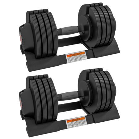 SPORTNOW 2 x 24KG Adjustable Dumbbells Set, 4-in-1 Weights Set with Storage Tray and Non-Slip Handle, Home Gym Fitness Equipment, Black Aosom UK