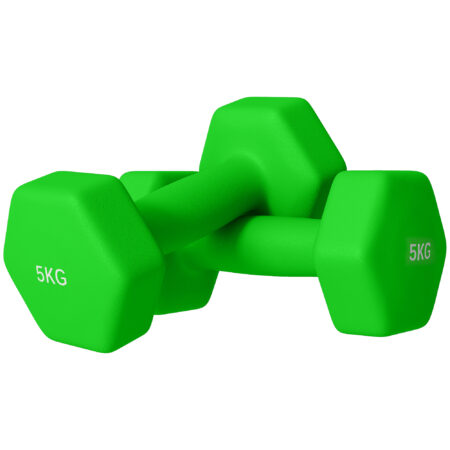 SPORTNOW 2 x 5kg Hexagonal Dumbbells Weights Set with Non-Slip Grip for Home Gym Workout, Green Aosom UK