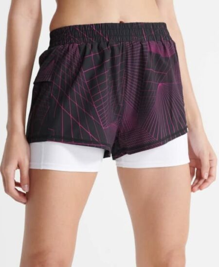 SuperDry Sport - 2-in-1 Running Double Layer Shorts - Black L