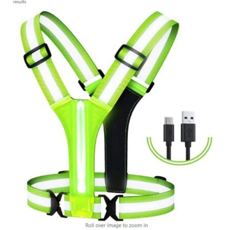 AlwaysH Reflective Vest Running LED, Reflective Vest Bike Rechargeable LED, Adjustable Reflective Harness Unisex Fluorescent Vest for Night Walking,