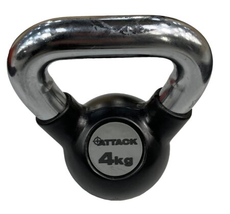 Attack Fitness Chrome Handle Rubber Kettlebells, 4kg