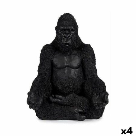 Dekorativ figur Gorilla Yoga Sort 19 x 26,5 x 22 cm (4 enheder)