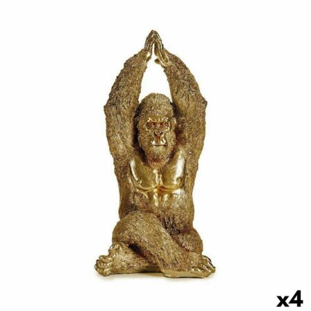 Dekorativ figur Yoga Gorilla Gylden 17 x 36 x 19,5 cm (4 enheder)