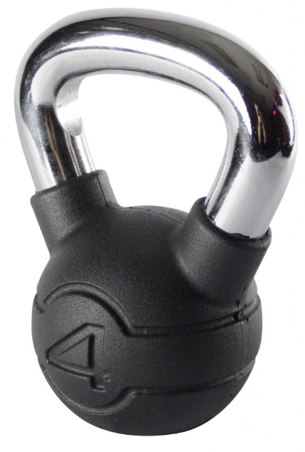 Jordan Black Rubber Covered Kettlebell with Chrome Handle (up to 24kg), 4kg