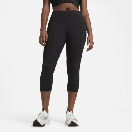 Korte Nike Fast-løbeleggings med mellemhøj talje til kvinder (plus size) - sort