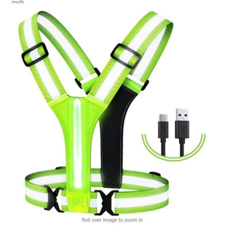 LED Løbe Refleksvest, Genopladelig LED Cykel Refleksvest, Justerbar Reflekssele Unisex Fluorescerende Vest til Natlig Gåtur, Jogging