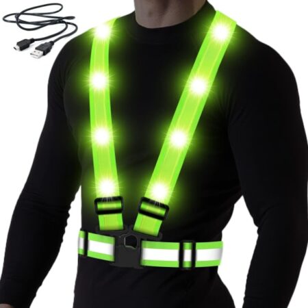 LED Refleksvest. USB Opladbar Refleks Løbevest med