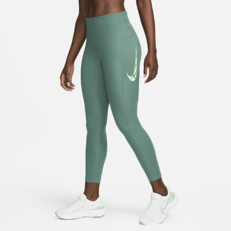 Nike Fast-7/8-løbeleggings med mellemhøj talje og lommer til kvinder - grøn