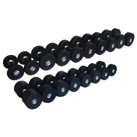 Primal Pro Series Rubber Nero Stainless Steel Handle Dumbbells 2.5-25kg Package. 10 Pair