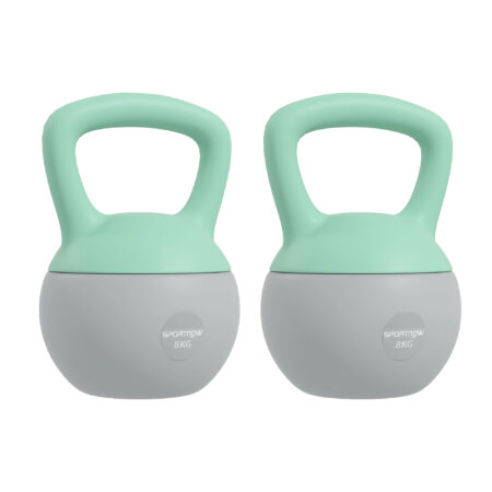 SPORTNOW 2 x 8kg Soft Kettlebell, Kettle Bell with Non-Slip Handle, for Home Gym, Strength Training, Cardio - Grey and Green Aosom UK