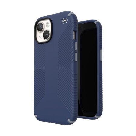 Speck Presidio2 Grip - Etui til iPhone 15 / iPhone 14 / iPhone 13 (kystblå / støvgrå / hvid)