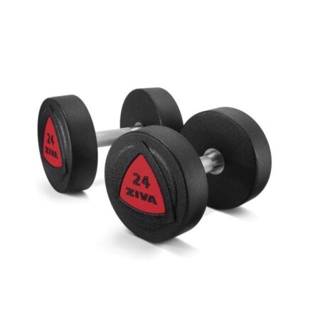 Ziva ZVO Solid Steel Urethane Dumbbells - Red Logo, 2kg