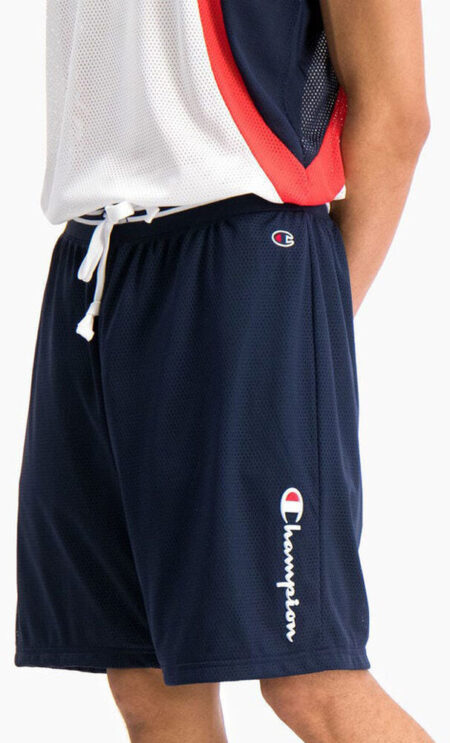 Champion Vertical Script Logo Mesh Basketball Shorts Herrer Tøj Blå M