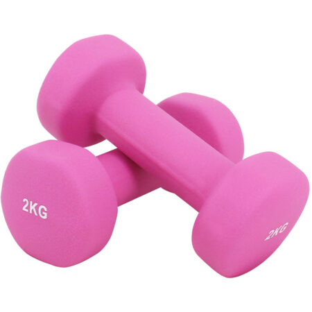 Green Bay - Greenbay Neoprene Dumbbell Home Gym Fitness Arm Hand Weights Pilates Dumbbells Set 2Kg (pair) Pink