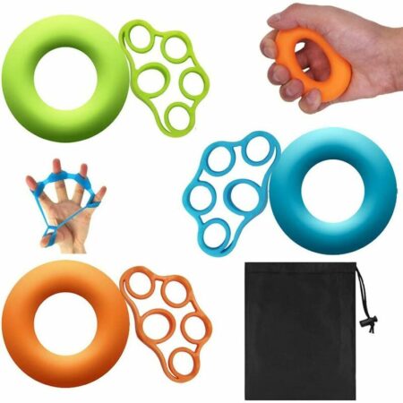 Hand Grips, Set of 6 3 Tier Grip Rings and Finger Resistance Bands with Carry Bag for Forearm Exerciser