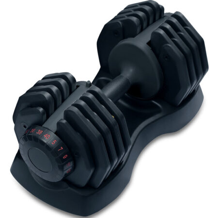 Home Fitness Single Adjustable Smart Dumbbell from 5kg to 40kg Training Weights in Black - Strongology