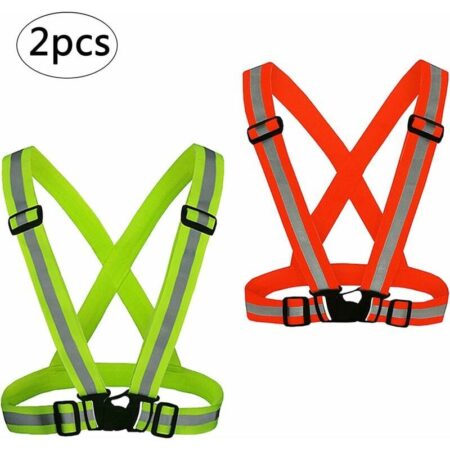 Hoopzi - 2 Piece Reflector Vest, Adjustable Safety Vest Safety Vest Reflective Signal Vest for Adults/Kids Cycling