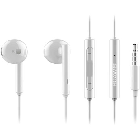 Huawei AM115 Earphones Half in-Ear Headphones with Microphone/Volume Control Lightweight 3.5mm Wired Earbuds for Work/Commute/Sports