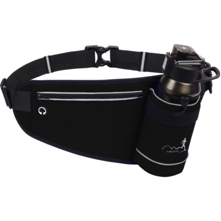Junletu - Outdoor Sports Hydration Waist Belt Bag with Water Bottle Holder for Jogging Running Hiking Camping Cycling Walking,model:Black