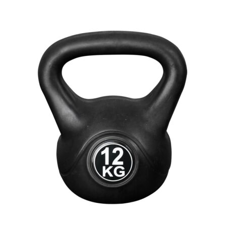 Kettlebell 12 kg - Plast - til indendørs og udendørs - Sort