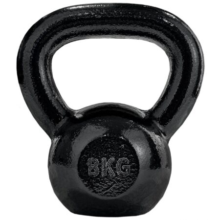 Kettlebell - 8 kg, støbejern, sort