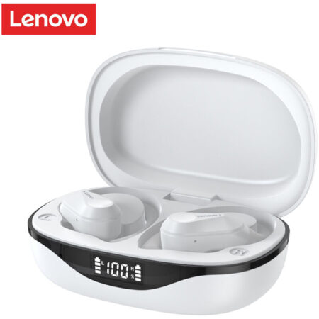 Lenovo - LP75 BT5.3 True Wireless Headphones with Mic Ear-hook Sports Headset Sweatproof Earphone In-ear Earbuds Charging Box Battery Display,White
