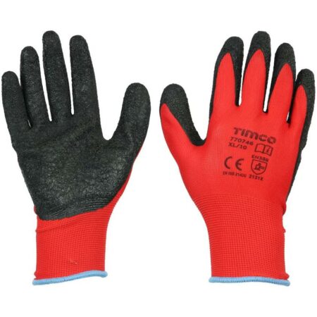 Light Grip Gloves Crinkle Latex Coated Polyester Size X Large - Timco