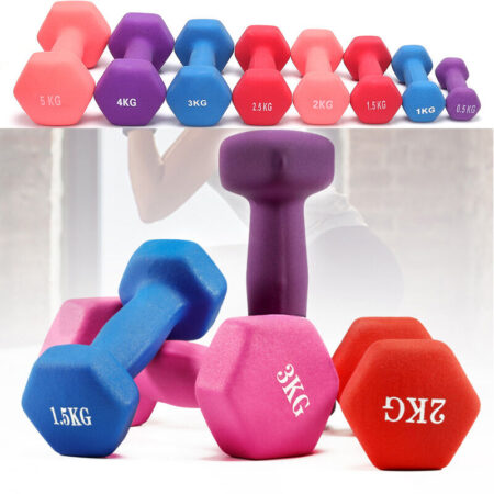 Livingandhome - Set Of 2 Neoprene Coated Dumbbell Hand Weight Strength Training,Pink 2KG