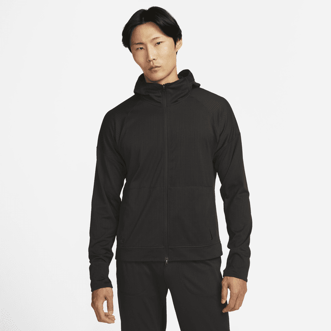 Nike Yoga Dri-FIT-jerseyhættetrøje med lynlås til mænd - sort