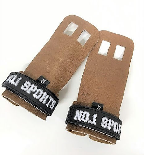 No.1 Sports Pull Up Grips Brown Leather - Medium