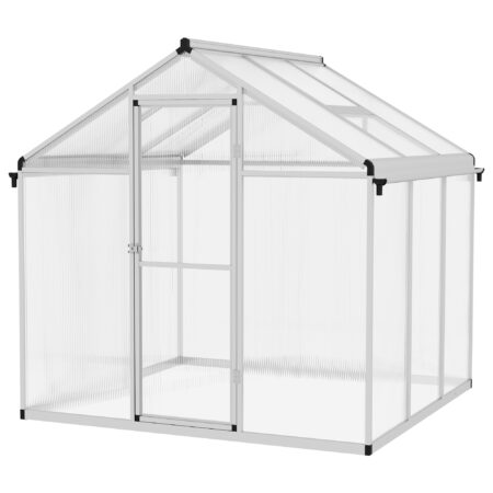 Outsunny 6x6ft Clear Polycarbonate Greenhouse Aluminium Frame Large Walk-In Garden Plants Grow