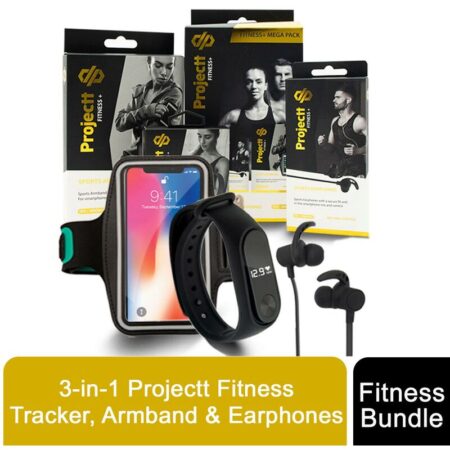 Projectt - 3-in-1 Fitness Bundle Fitness Tracker, Armband & Earphones