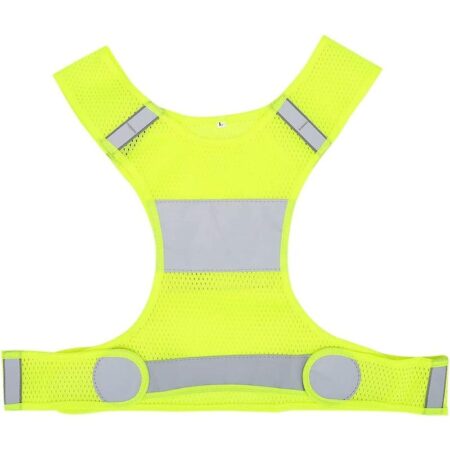 Reflective Running Vest, Adjustable Fluorescent Yellow Waist High Visibility Reflective Vest Night Running Safety Vest with Pocket