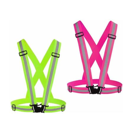 Reflective Vest Running Gear 2Pack, High Visibility Adjustable Safety Ves - Green + Pink