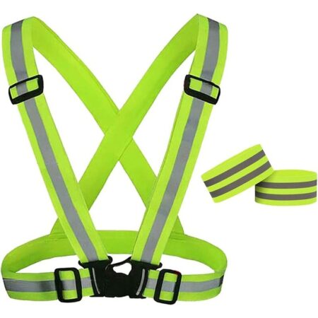 Reflective Vest Safety Vest Betterlife Adjustable and Elastic Running Reflective Devices with 2 Pieces Reflective Wristbands Safety Armband for