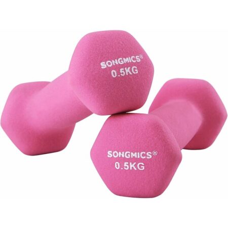 SONGMICS Dumbbell Weights with Vinyl Coating, All-purpose Home Gym Fitness, Waterproof and Non-Slip with Matte Finish, Dumbbells Set 0.5 kg (pair),