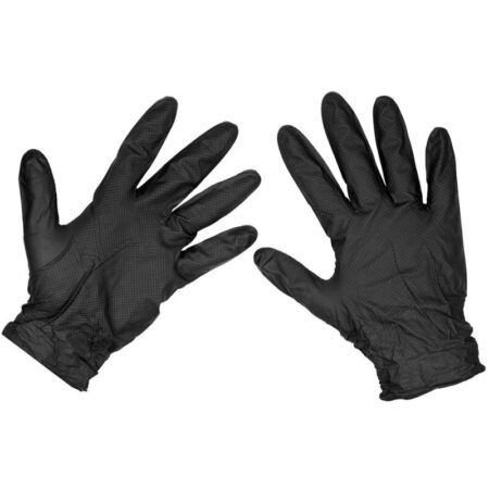 Sealey SSP57L Black Diamond Grip Extra-Thick Nitrile Powder-Free Gloves Large - Pack of 50