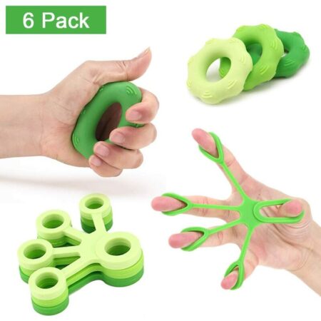Set of 6 weight lifting rings and silicone fingers for better finger strength, hand strength and grip strength